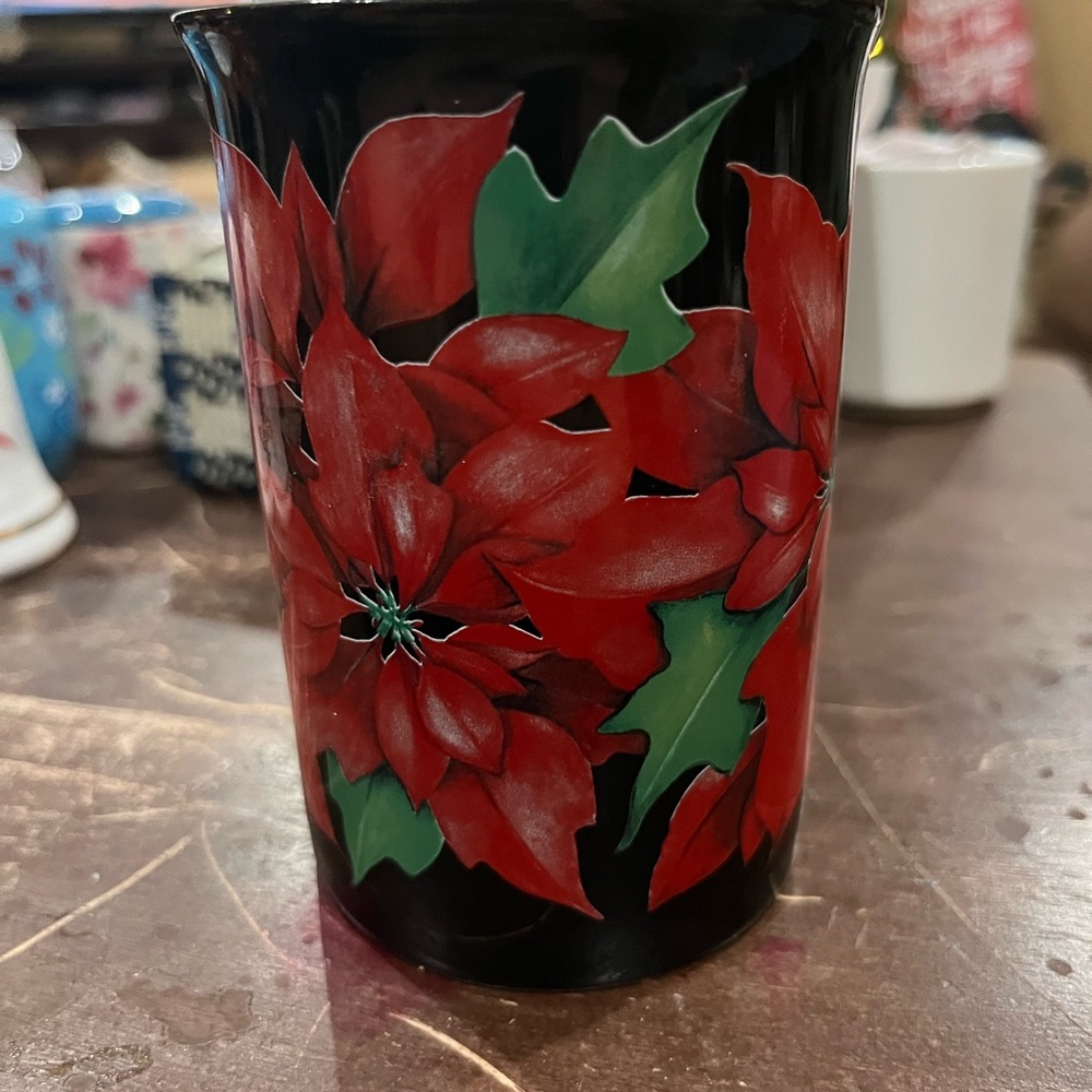 Floral Black and Red Mug